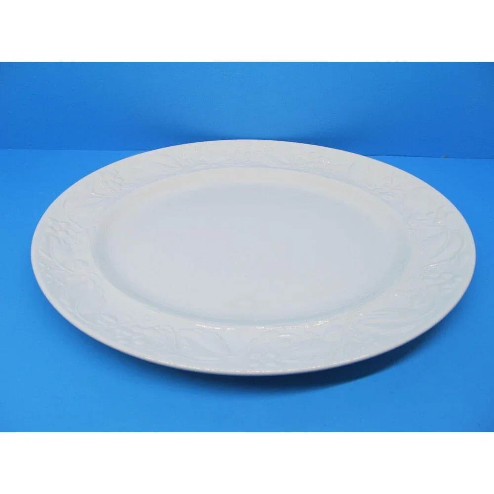 Wedgwood Home Amway 1998 White Serving Oval Plater Embossed England 14